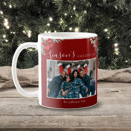 Säsongens hälsningar Poinsettia Photo jul Kaffemugg