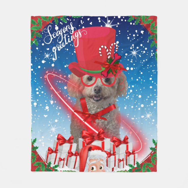 Säsongens hälsningar Pudel Fleece Blanket (Framsidan)