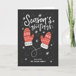 Säsongens hälsningar Red Mittens Helgdag Photo Helgkort