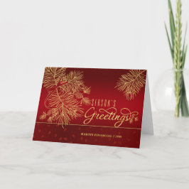 Säsongens hälsningar Red och Golden Gräs med Namn Helgkort