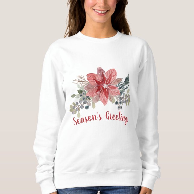 Säsongens hälsningar Red Poinsettia T Shirt (Framsida)