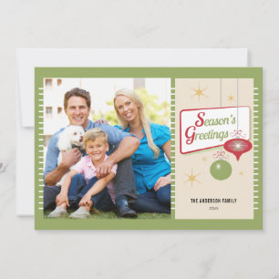 Säsongens hälsningar Retro Photo jul Julkort