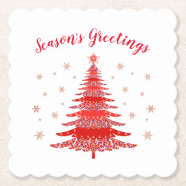 Säsongens hälsningar Röd ros Guld Julgran Underlägg Papper