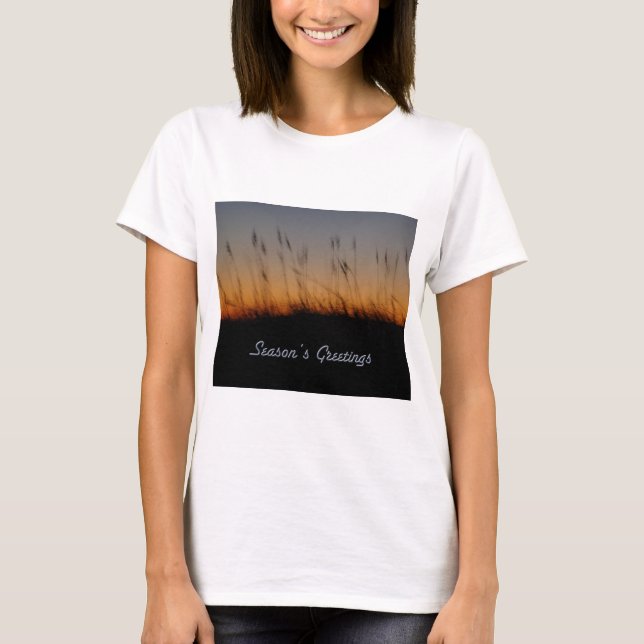 Säsongens hälsningar Sea Oats and Dunes vid Sunset Tee (Framsida)