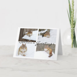 Säsongens hälsningar Snowy Chipmunk Collage Helgkort