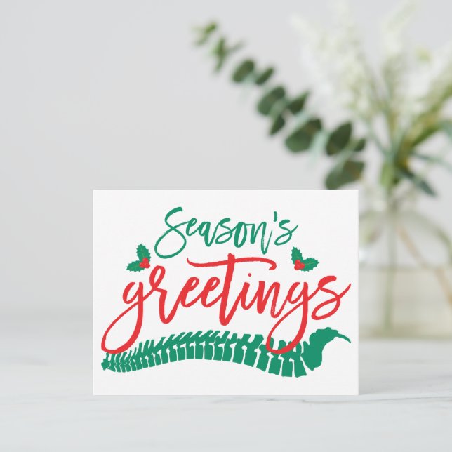 Säsongens hälsningar Spine och Holly Chiropraktic Julkort (Stående Fram)