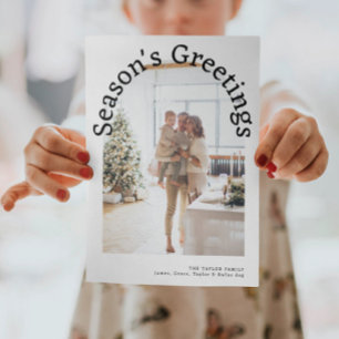 Säsongens hälsningar, svart och vit fotojul julkort