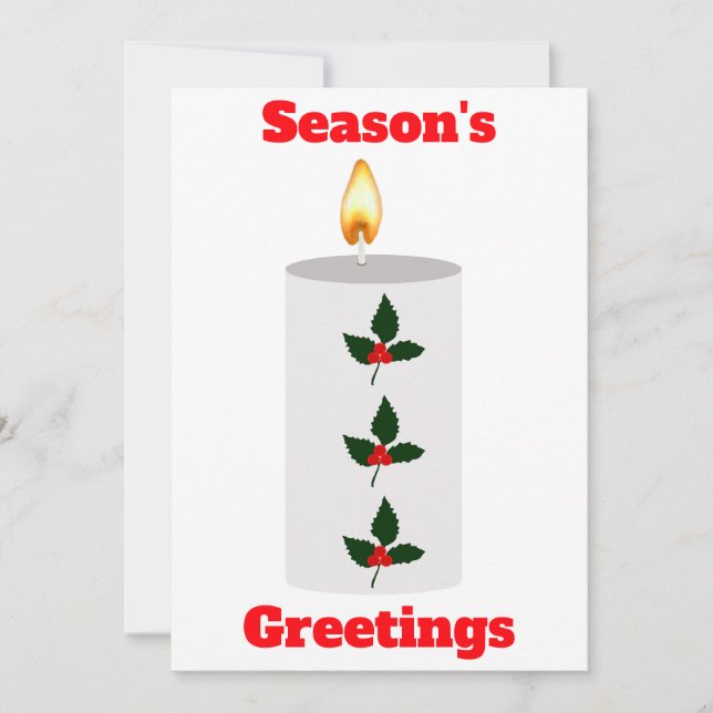 Säsongens hälsningar Vit ljus med Holly Card Inbjudningar (Framsida)