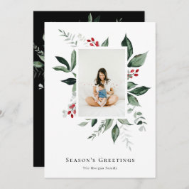 Säsongens hälsningar Winter Berry botaniskt foto Julkort