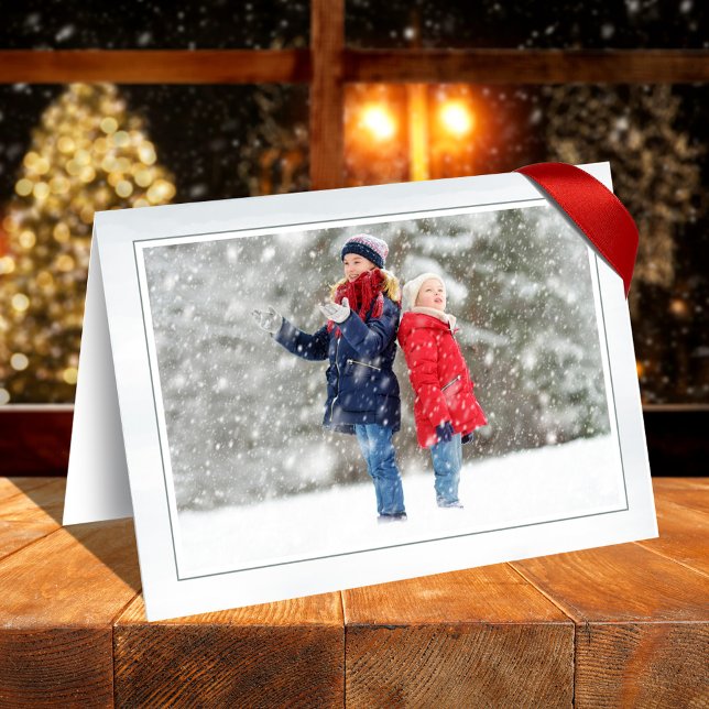 Säsongens hälsningar Winter Gräs 2-foto Kort (Season's Greetings holiday photo folding card.)