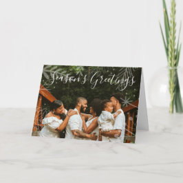 Säsongens hälsningsfamilj Foto med julklapp Kort