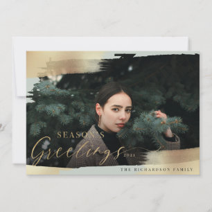 Säsongens hälsningsfoto Mint & Gold Foil Push Phot Julkort