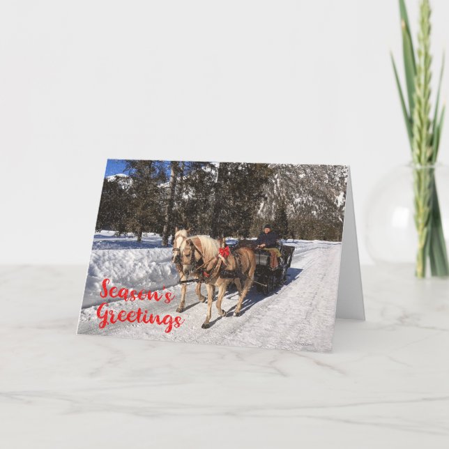 Säsongens hälsningshästar Sled Snowy-fotokort Helgkort (Framsida)