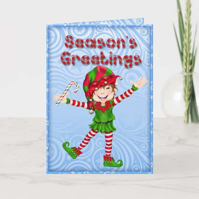 Säsongens hälsningskort Elf Greeting Card Helgkort (Framsida)