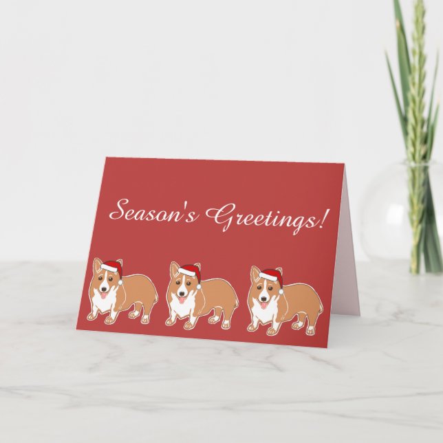 Säsongens hälsningskort Merry Corgi Hundar Greetin Helgkort (Framsida)