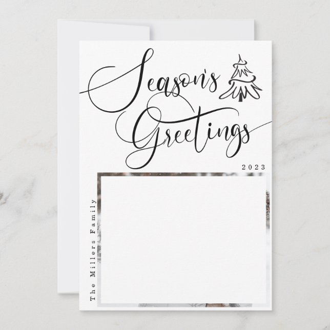 Säsongens hälsningstillstånd Modern 2-foto-Helgdag Inbjudningar (Framsida)