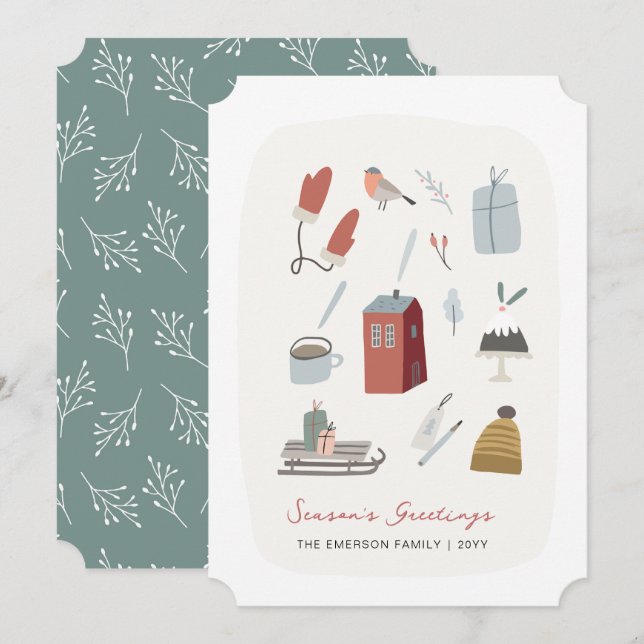 Säsongens vinterkort för Hälsning Helgdag Julkort (Fram/baksida)