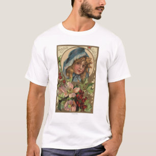 Säsonger GreetingsGirl i en huva T-shirt