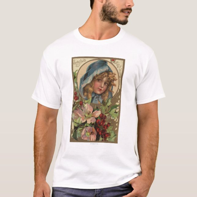 Säsonger GreetingsGirl i en huva T-shirt (Framsida)