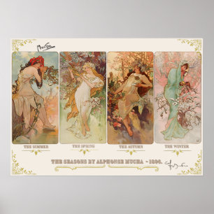 Säsongerna av Alphonse Mucha Poster