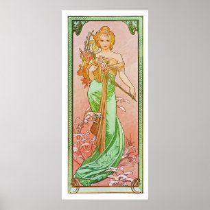 Säsongerna: Vår Printemps, Alphonse 1900 Mucha Poster