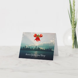 Säsongs Greetings Chicago Helgdag Card Skyline Helgkort