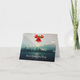 Säsongs Greetings Chicago Helgdag Card Skyline Helgkort