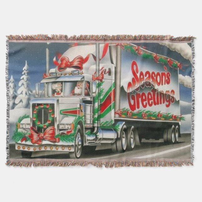 Säsongs Hälsnings Lastbil Santa Mysfilt (Framsidan)
