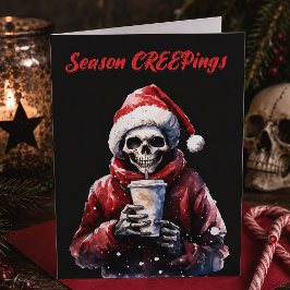 Säsongs Krypande Santa Skelett Skräckig Jul Kort