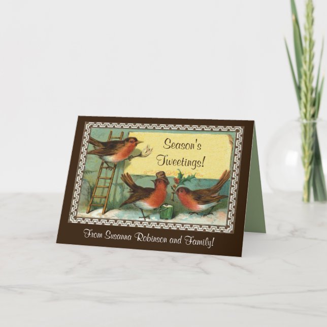 Säsongs tweetings Tre Robins Cute Helgdagskorts Helgkort (Framsida)