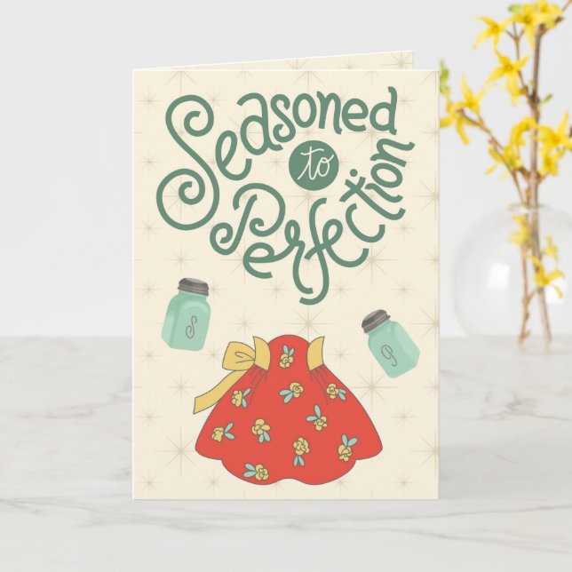 Säsongsad till perfektion – Roligt matpuns Kort (Gul blomma)