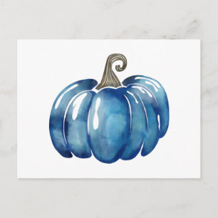 Säsongsbetonad blå akvarell Thanksgiving-pumpa Vykort