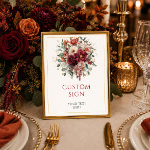 Säsongsbetonad Burgundy Guld Blommig Bohemsk anpas Poster