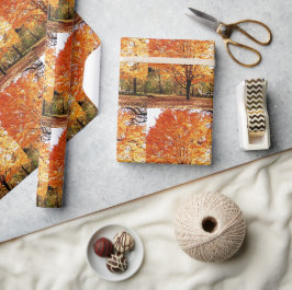 Säsongsbetonad höst lönnlövträd / Orange blad Presentpapper