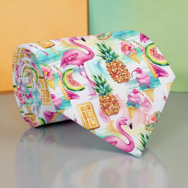 Säsongsbetonad sommarflamingo halsduk tie slips (Skapare uppladdad)