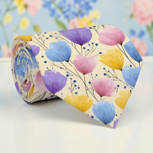 Säsongsbetonad vår Tulpin Blommig halsduk Tie Slips (Skapare uppladdad)