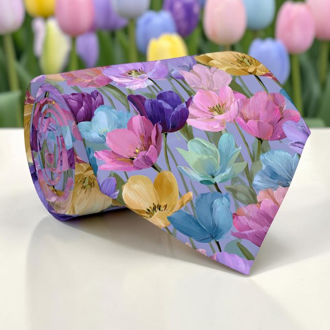 Säsongsbetonad vår Tulpin Blommig halsduk Tie Slips (Skapare uppladdad)