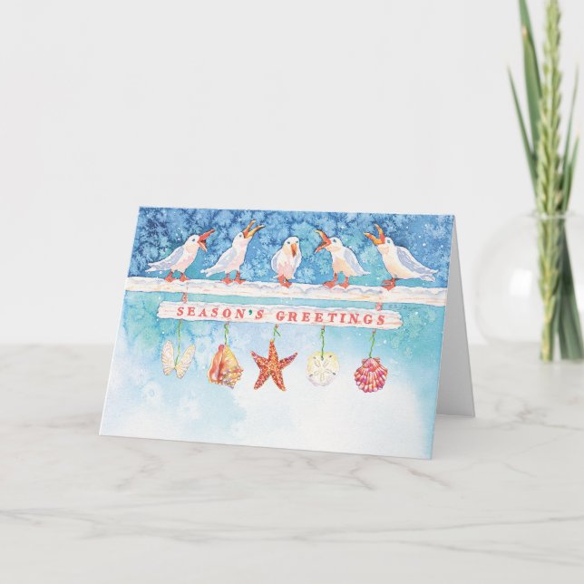 Säsongsbetonade fiskmåsar helgkort (Framsida)