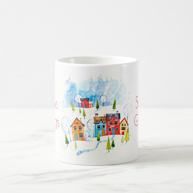 Säsongsbo, snöbo med vattenfärg kaffemugg (Center)