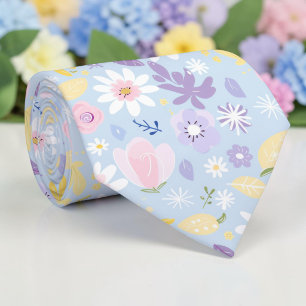 Säsongsbunden vårpastell blomster slips kravatt
