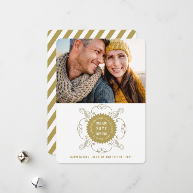 Säsongsfoto för hälsningar i Gott nytt år Julkort (Fram/Back In Situ)