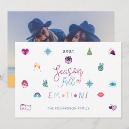 Säsongsfoto för Känslor Roligt Jul Emoji Photo Julkort