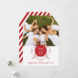 Säsongsfoto med Gott nytt år Red Seal Julkort
