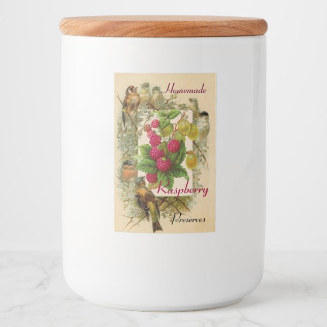 SÄSONGSFRUKT/FÅGLAR OCH RASPBERRIES BEVARAR MAT ETIKETT (Framsida)