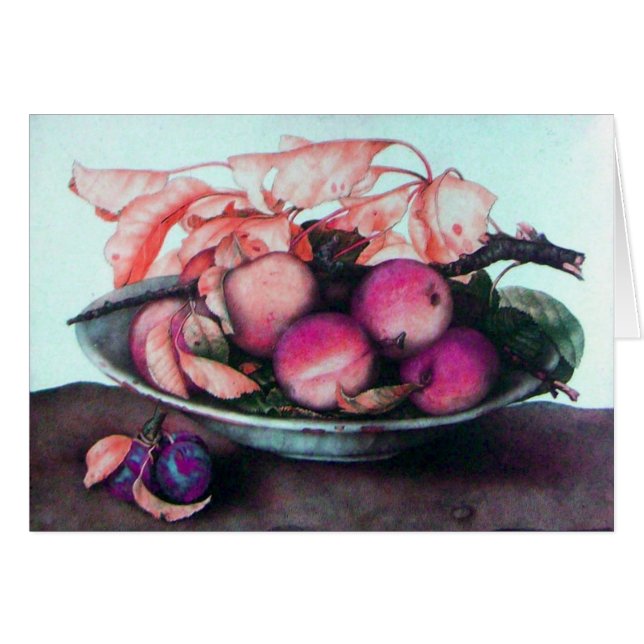 SÄSONGSFRUKT/PEACHES OCH PRUNG HÄLSNINGSKORT (Framsidan Horizontal)