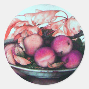 SÄSONGSFRUKT/PEACHES OCH PRUNG RUNT KLISTERMÄRKE