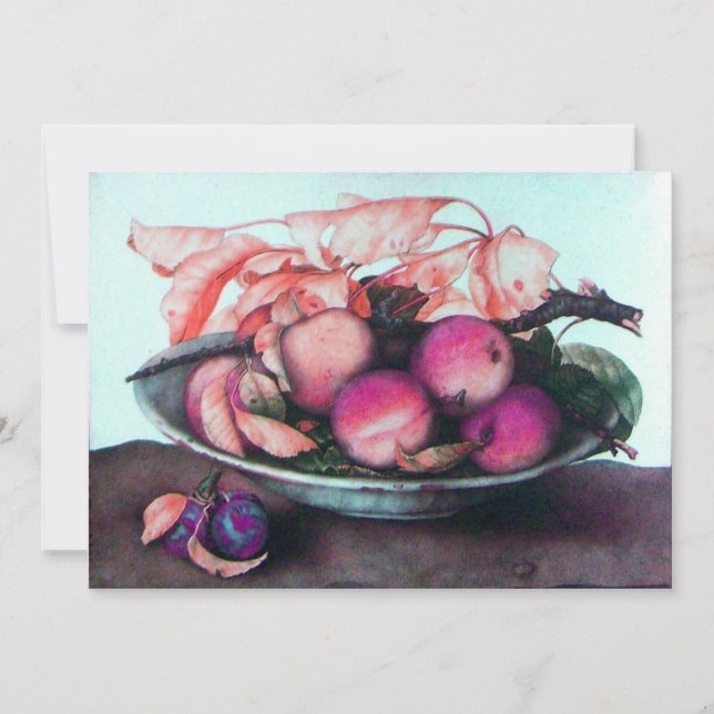 SÄSONGSFRUKT, PEACHES, PRUNES,LÖV Rosa Blue Meddelande (Framsida)
