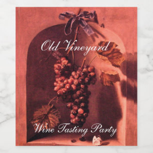 SÄSONGSFRUKTANS VÄLSTÅND/DRUVOR,BLÅS Rosa Vinflaska Etikett