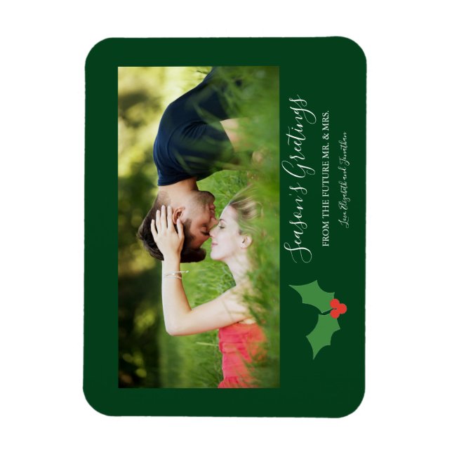 Säsongsgreetings Holly Engaged Couple Magnet (Vertikal)