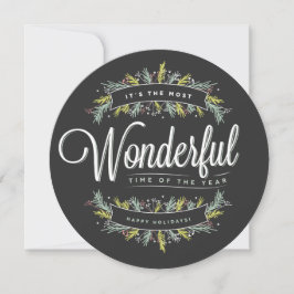 Säsongsgrenar Rund Julkortsfoto Julkort